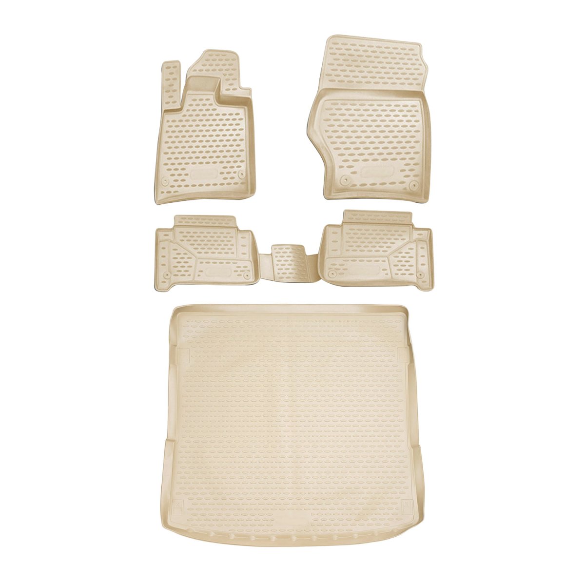 Audi Q7 Floor-Trunk Mats - Omac - KIT 3D - Beige - '07-'15